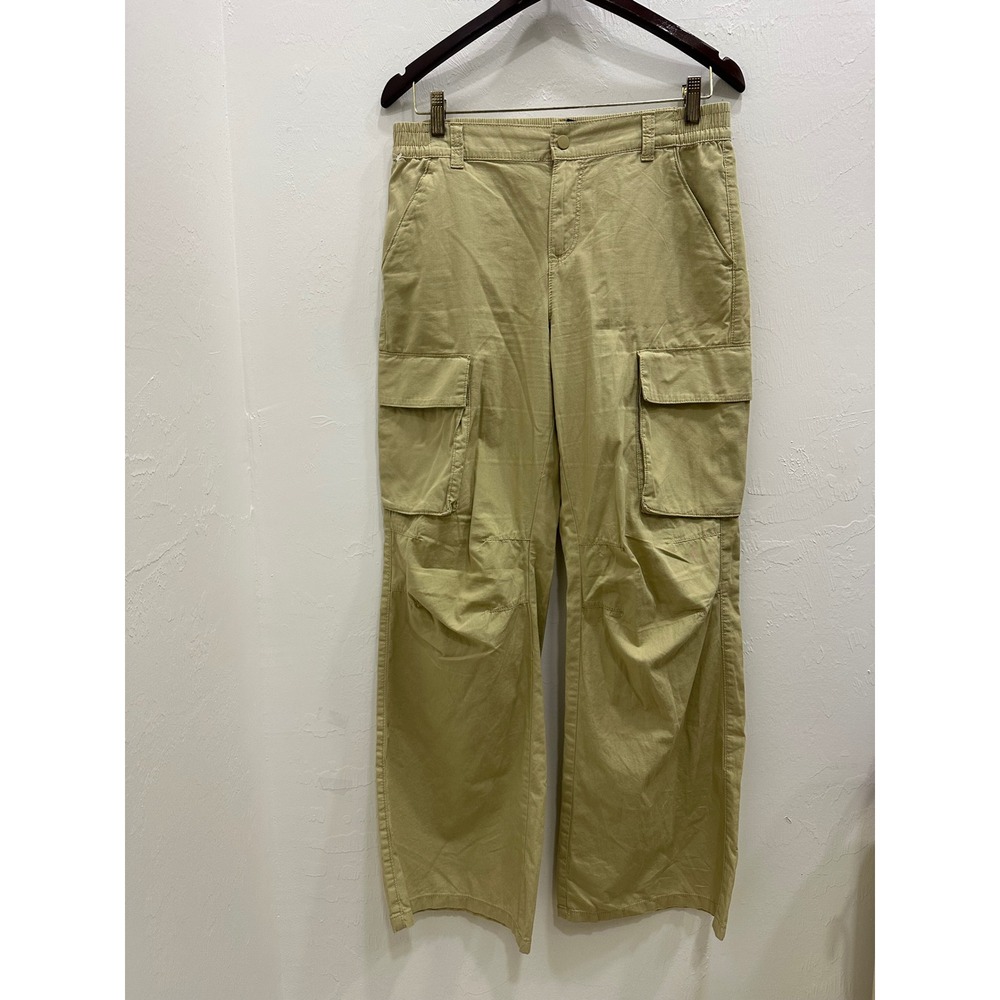 H&M Divided Women Khaki Tan Cotton Wide Leg Cargo Pants Size 6 Utility Gorpcore